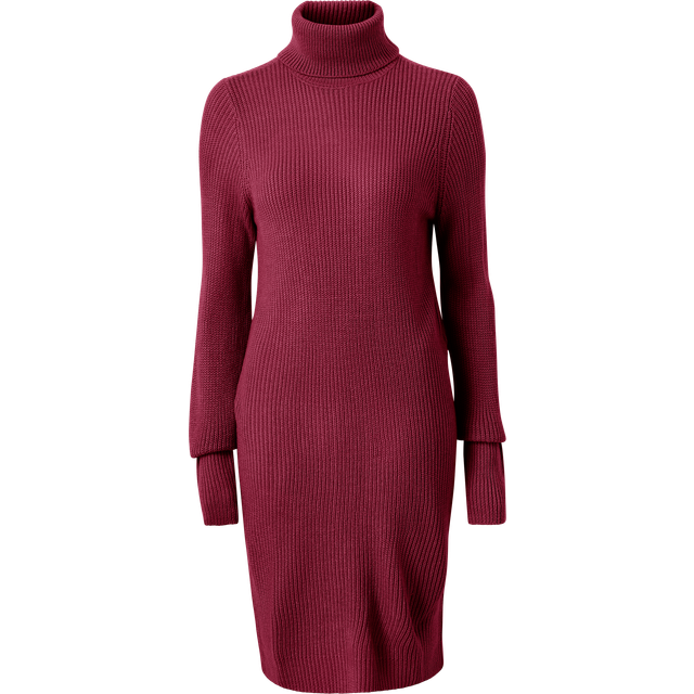 Vila - Klänning viLou L/s Rollneck Knit Dress - Röd
