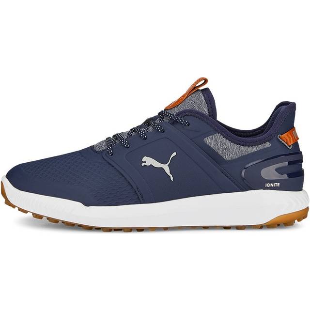 (UK 8, Puma Navy/Puma Silver) Puma Golf Mens 2024 IGNITE ELEVATE Spikeless Comfort Waterproof Golf Shoes