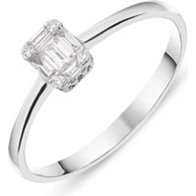 Ponte Vecchio Benvenuto 18ct White Gold 0.17ct Diamond Baguette Cluster Ring - White Gold