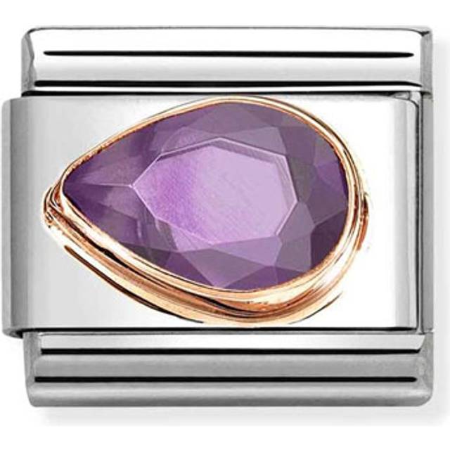 Nomination Classic Rose Gold and Left Drop CZ Purple Sparkly &amp; Sto