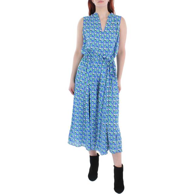 Anne Klein Women's Jenna Drawstring Midi Dress- Clearance in Blue Lapis Combo size 2XS