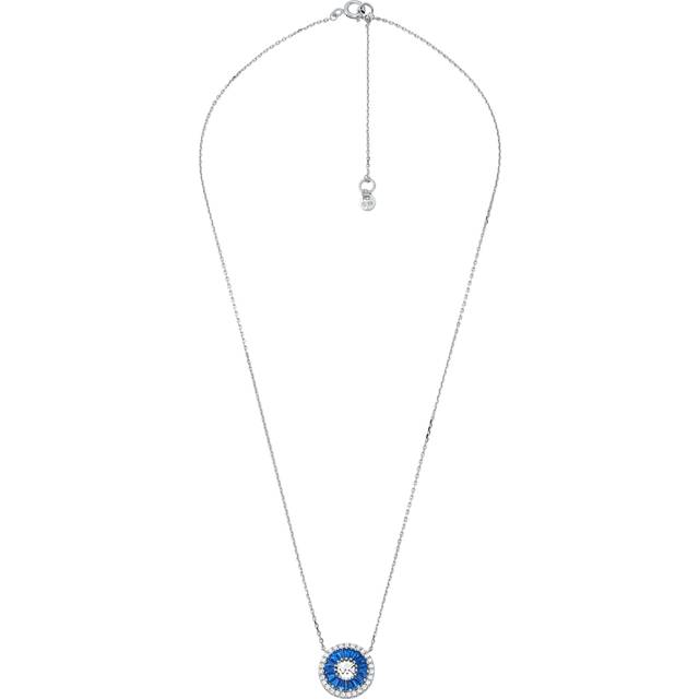Michael Kors Brilliance Silver Blue CZ Circle Pendant