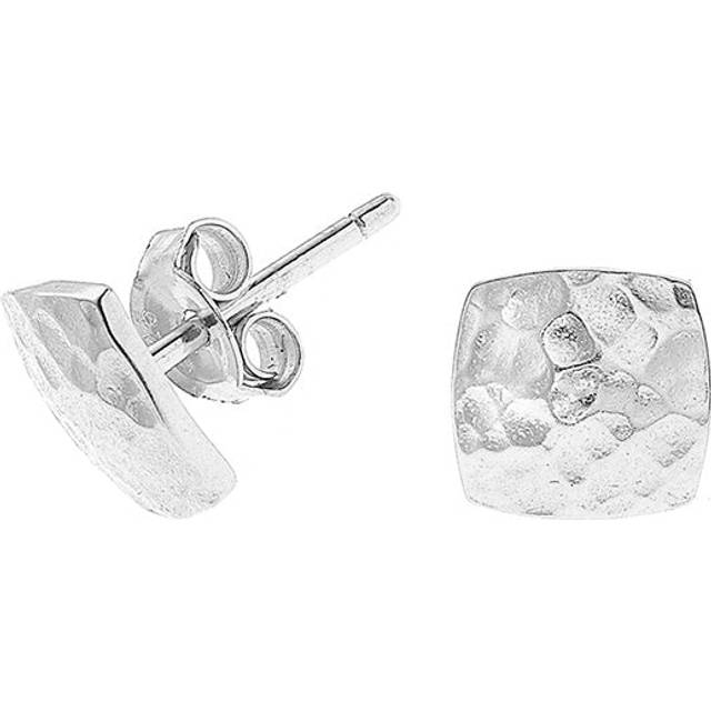 Dower & Hall Sterling Silver Nomad Square Stud Earrings, Silver