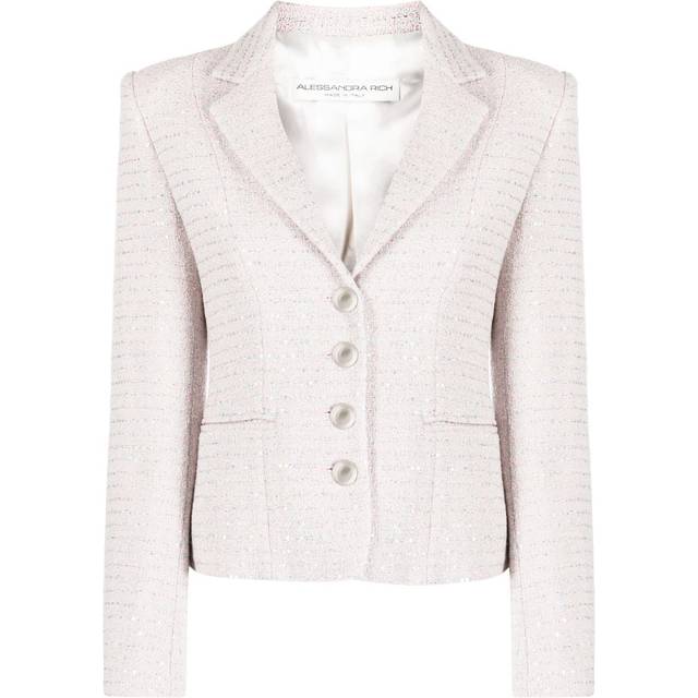 Alessandra Rich - embellished single-breasted tweed blazer - women - Cotton/Polyester/Polyamide/Viscose - 42 - Pink