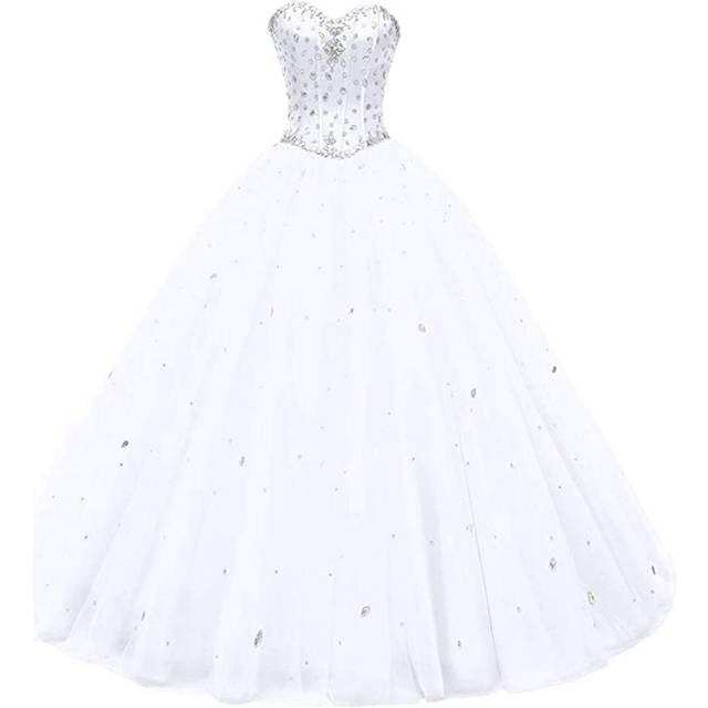 Likedpage Womens Sweetheart Ball gown Tulle Quinceanera Dresses Prom D