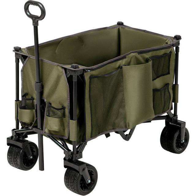 Outsunny Collapsible Garden Trolley, Folding Camping Cart, Outdoor Utility Wagon with Steel Frame, Green Aosom UK