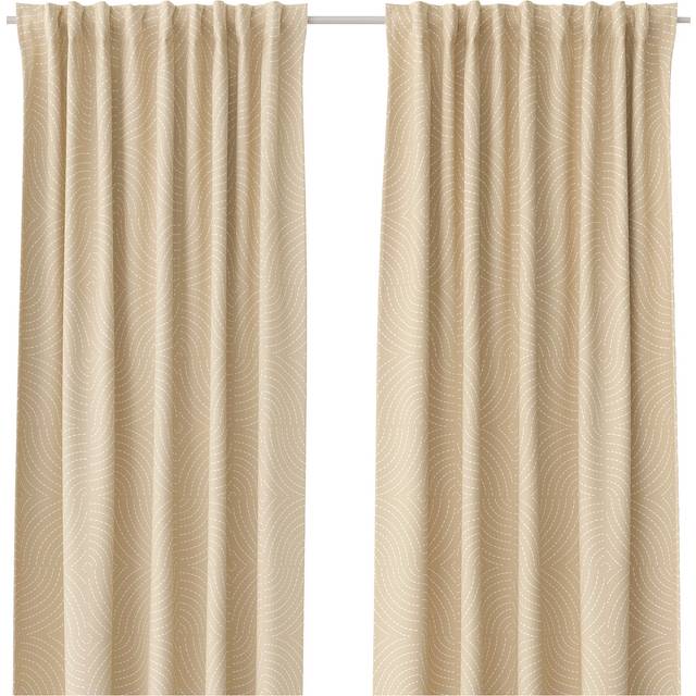 ÅKERMOLKE gardiner, 1 par, beige/med veckband, 145x250 cm