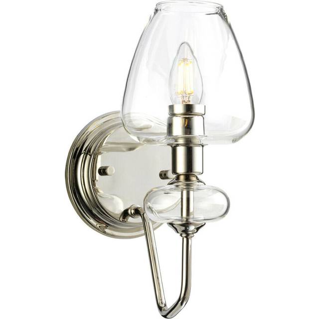 Wall Light Highly Polished Nickel Finish Clear Glass Shades LED E14 40W