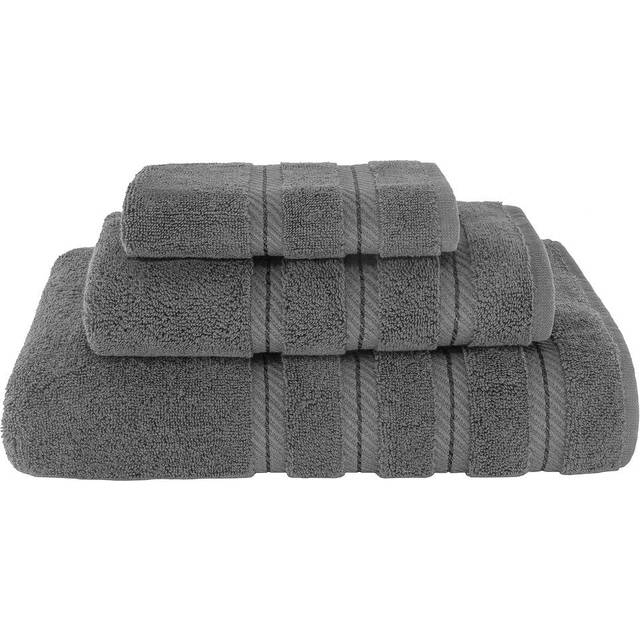 American Soft Linen Premium 3 Piece Towel Set  1 Bath Towel 1 Hand Towel 1 Washcloth  100% Cotton Turkish Towels for Bathroom  Dark Gray Towel Set
