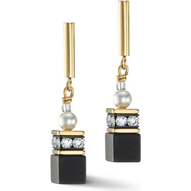 COEUR DE LION GeoCUBE® Precious Fusion Pearls Ohrringe schwarz-gold