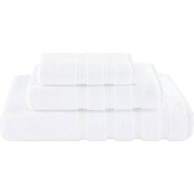 American Soft Linen Luxury 3 Piece Towel Sets  1 Bath Towel 1 Hand Towel 1 Washcloth  100% Turkish Cotton Towels for Bathroom  White Towel Set
