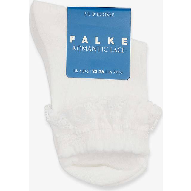 Falke Girls White Cotton Socks With Lace Frill - 23-26