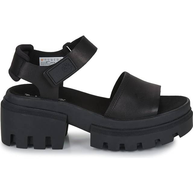 Everleigh Leather Sandals with Ankle Strap - Black - 39 (5.5 to 6)
