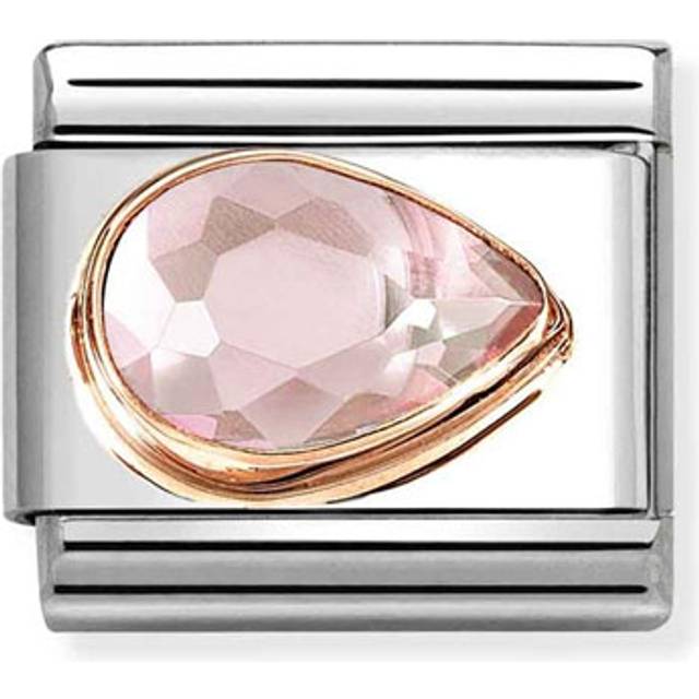 Nomination Rose Gold Classic Pink Cz Faceted Drop Right Side Charm