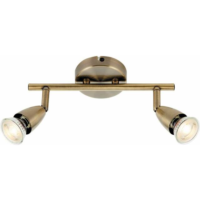 2 Way Adjustable Spotlight Bar - 2 x 35W GU10 - Antique Brass Plate