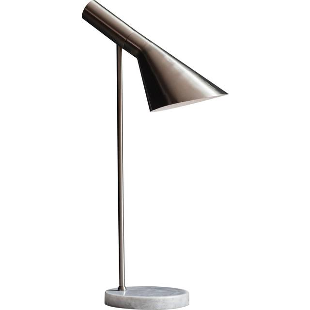 Table Lamp Brushed Chrome Plate & Grey Marble 10W LED E27 Bedside Light