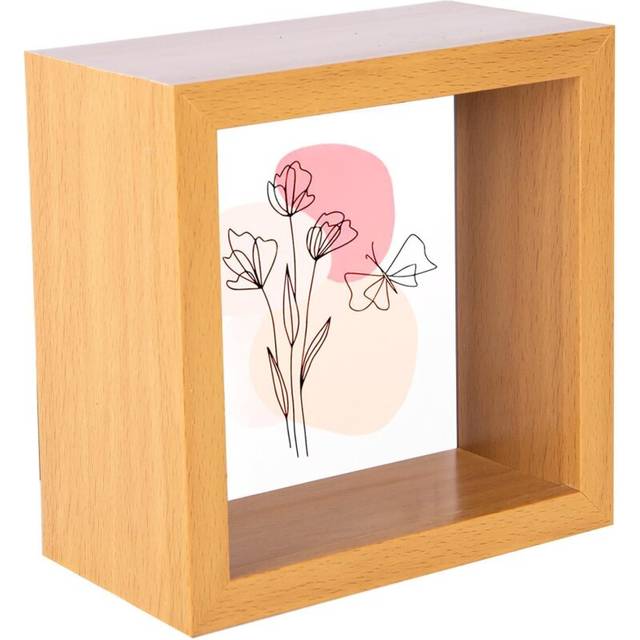 4" x 4" 3D Deep Box Photo Frame - Light Wood