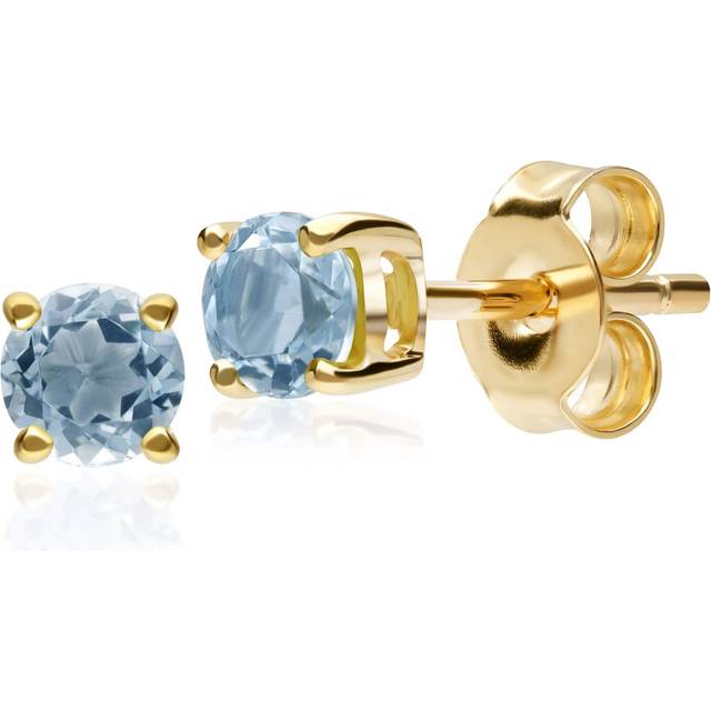 Classic Round Aquamarine Stud Earrings in 9ct Yellow Gold 3.5mm