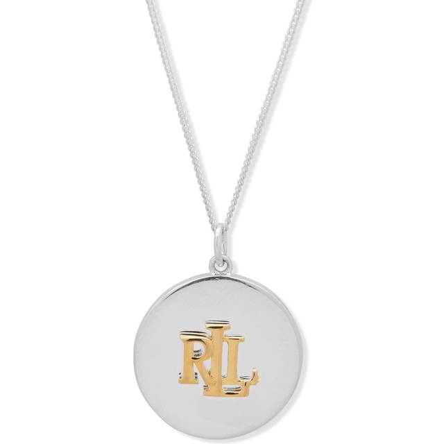 Lauren Ralph Lauren Silver Logo Disc Pendant Necklace 60556788-EZ6 - Two Colour