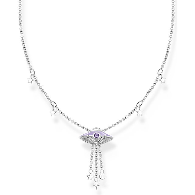 Thomas Sabo Necklace with star pendants and a ufo silver silver-coloured KE2197-041-21-L45V - silver-coloured/violet - 45 cm