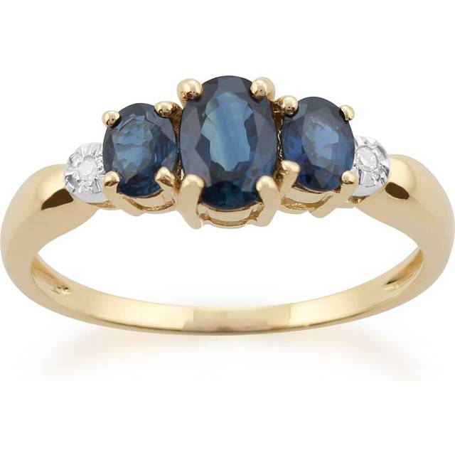 Classic Oval Sapphire & Diamond Trilogy Ring in 9ct Yellow Gold