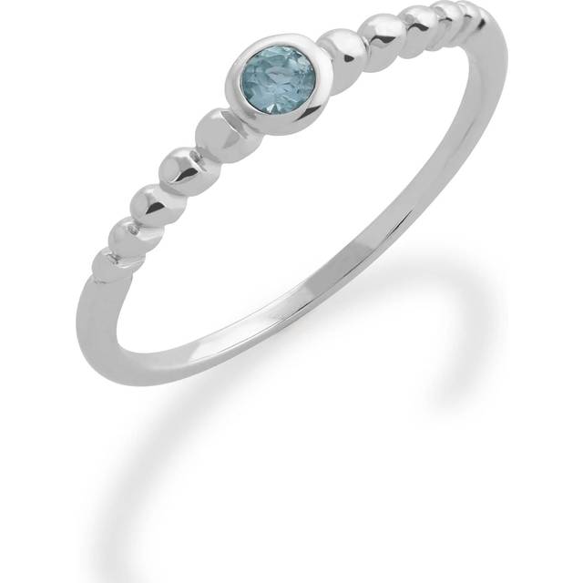 Essential Round Aquamarine Bezel Set Stack Ring in 925 Sterling Silver