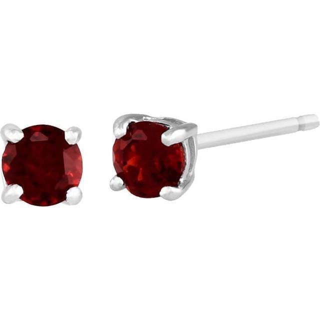 Classic Round Garnet Stud Earrings in 9ct White Gold 3.5mm