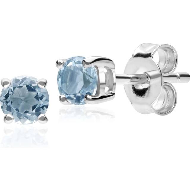 Classic Round Aquamarine Stud Earrings in 9ct White Gold 3.5mm