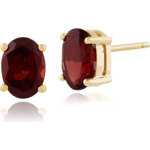 Classic Oval Garnet Stud Earrings in 9ct Yellow Gold