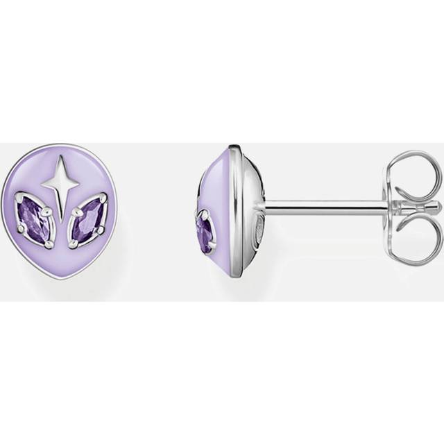 Thomas Sabo Ear studs with alien detailing and cold enamel silver violet H2274-041-13 - silver-coloured/violet - one size