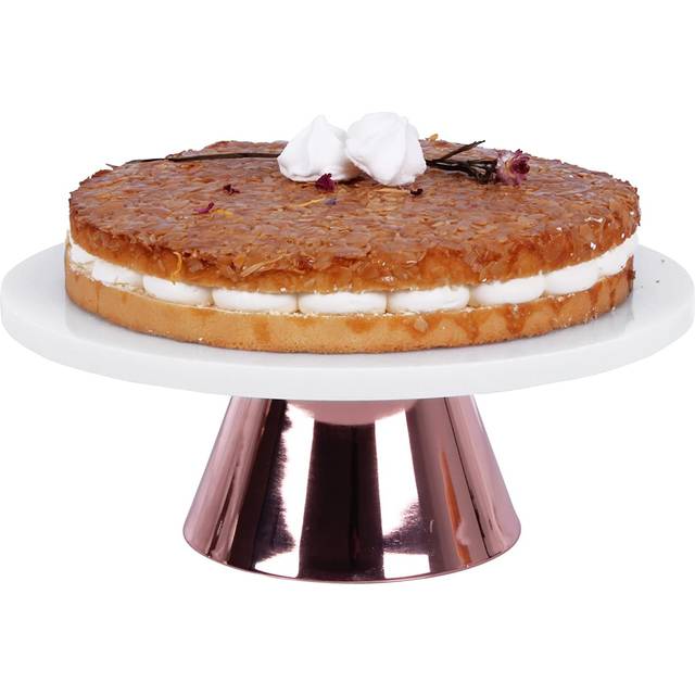 Echtwerk Elegant tårtfat i marmor med stativ för servering av mat, frukt, ost och desserter, för fest och bröllop, kopparutgåva, Ø 30 cm