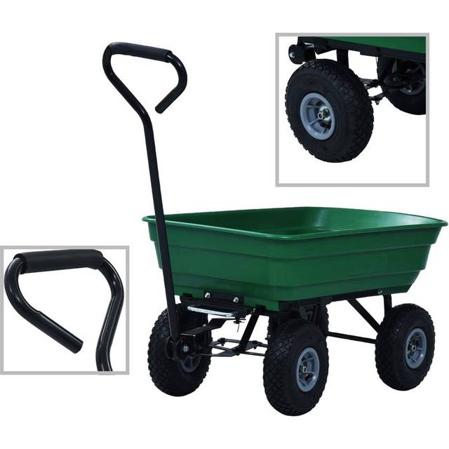 Trädgårdsvagn tippbar 300 kg 75L grön