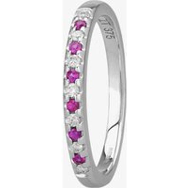 9ct White Gold Claw-set Ruby and Diamond Half Eternity Ring OJR0300-R Q - Red