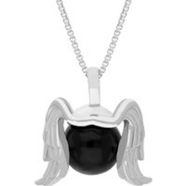 18ct White Gold Whitby Jet Zodiac Virgo 10mm Bead Pendant - White Gold