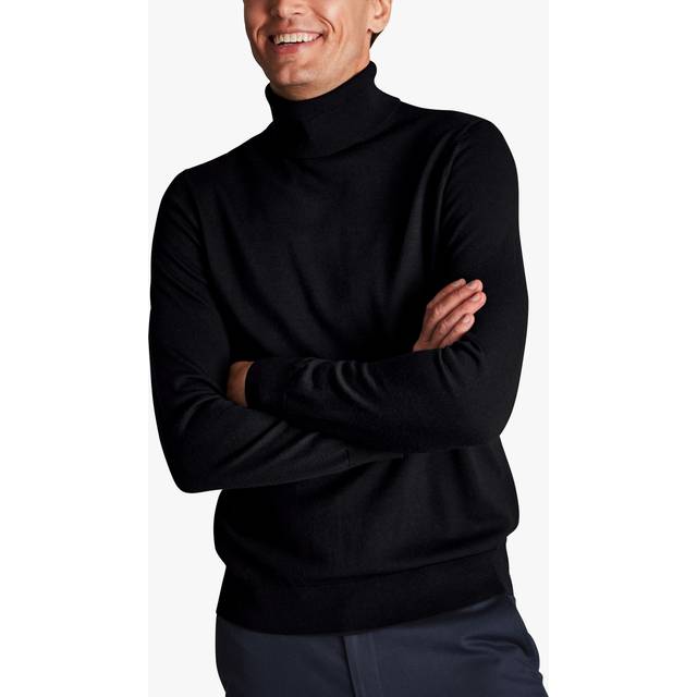 Men's Merino Roll Neck Jumper - Black, XS by Charles Tyrwhitt (XS)