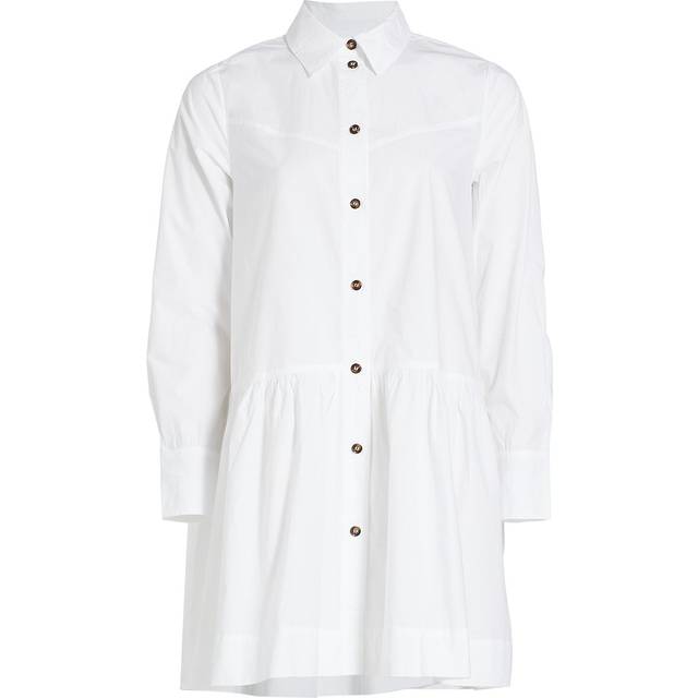Ganni Cotton Poplin Mini Shirt Dress Dam Korta Klänningar Stl. 36 - Från Magasin - Bright White (36)