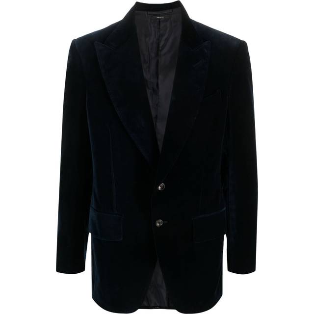 TOM FORD - single-breasted velvet blazer - men - Cotton/Cupro - 48 - Blue
