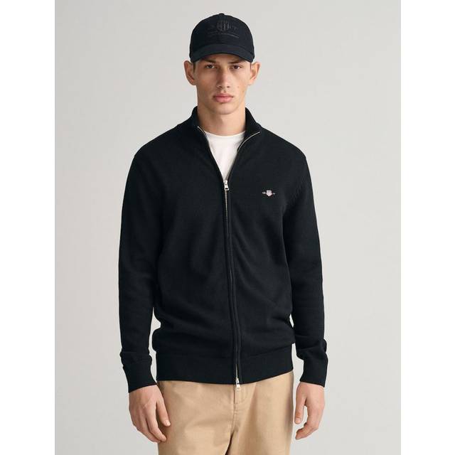 GANT Men Casual Cotton Zip Cardigan (L) Black Grey