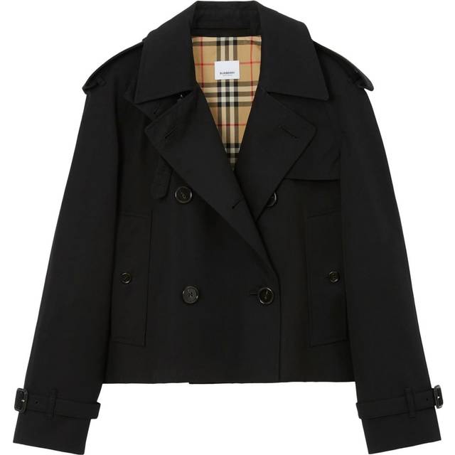 Burberry - double-breasted cropped trench coat - women - Cotton - 10 - Black