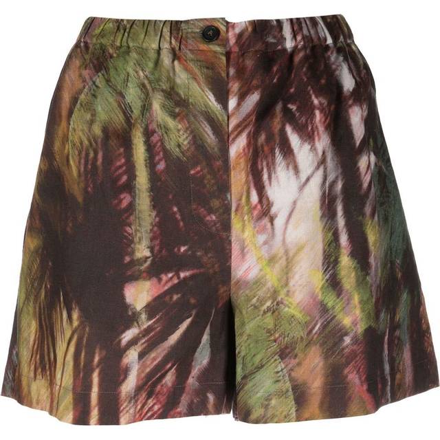 Alanui - tropical-print shorts - women - Linen/Flax/Cotton - XS - Green