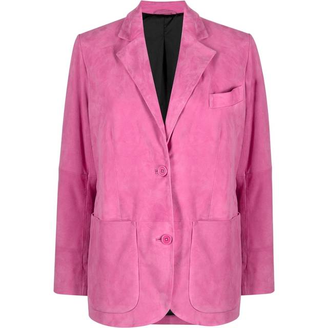STAND STUDIO - Resort single-breasted suede blazer - women - Polyester/Goat Skin/Viscose - 34 - Pink