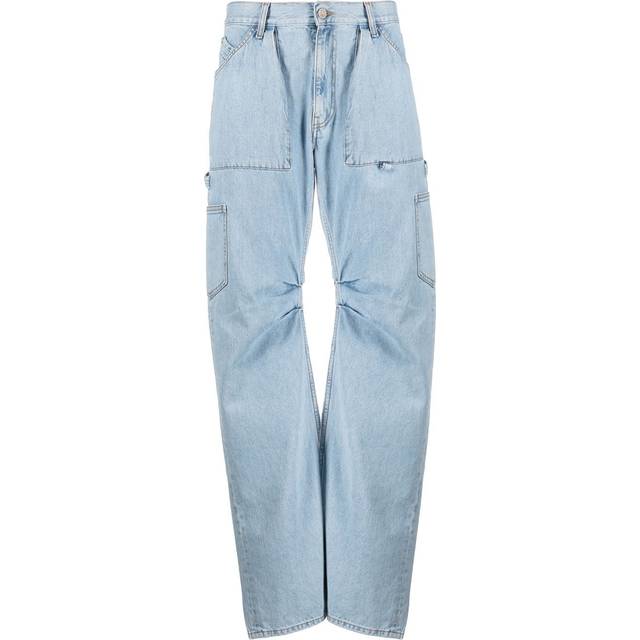 The Attico - wide leg cargo jeans - women - Cotton - 28 - Blue