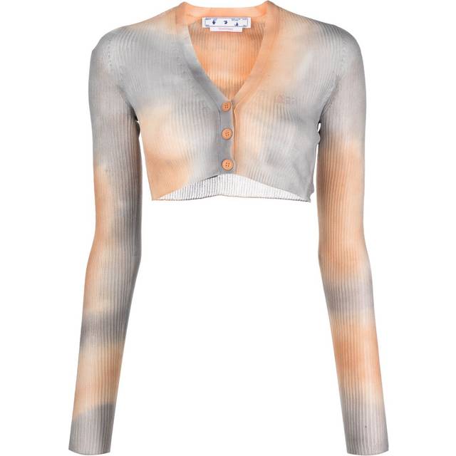 Off-White - tie-dye cropped cardigan - women - Polyester/Polyamide - 38 - Orange