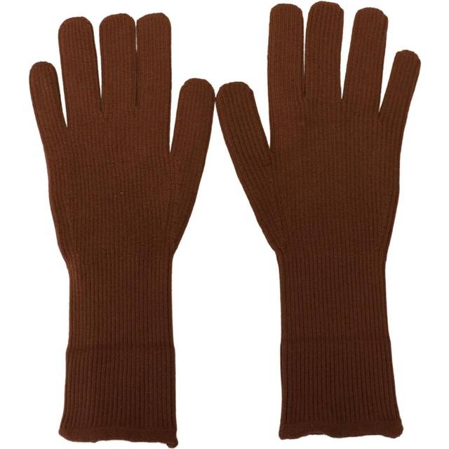 Dolce & Gabbana Brown Cashmere Knitted Hands Mitten s Gloves - 9|M