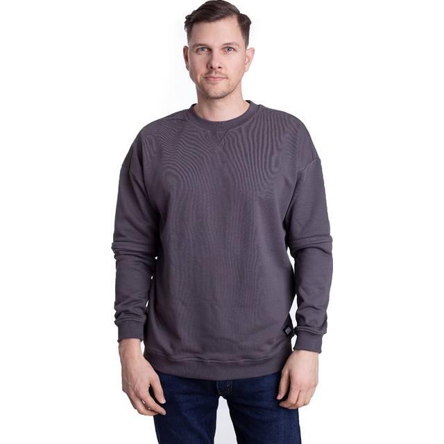 Urban Classics - Zip Away Oversized Terry Crew Darkshadow - Sweater - grey - S - 65% Cotton, 35% Polyester,Sweat
