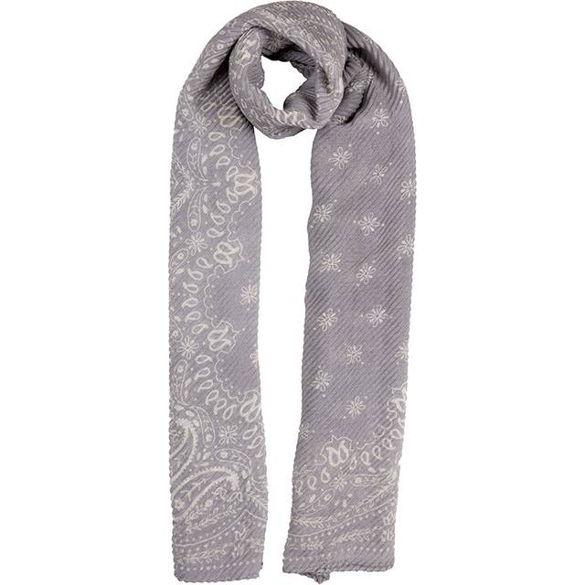 Women’s Pleated Floral and Paisley Pattern Lightweight Scarf - COOL GREY / ONE