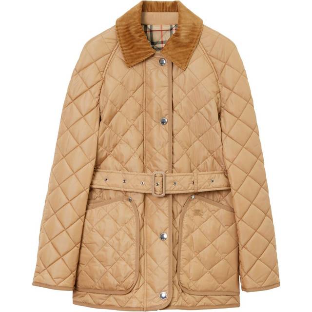 Burberry - diamond-quilted belted jacket - women - Polyamide/Polyester/Polyester - L - Neutrals