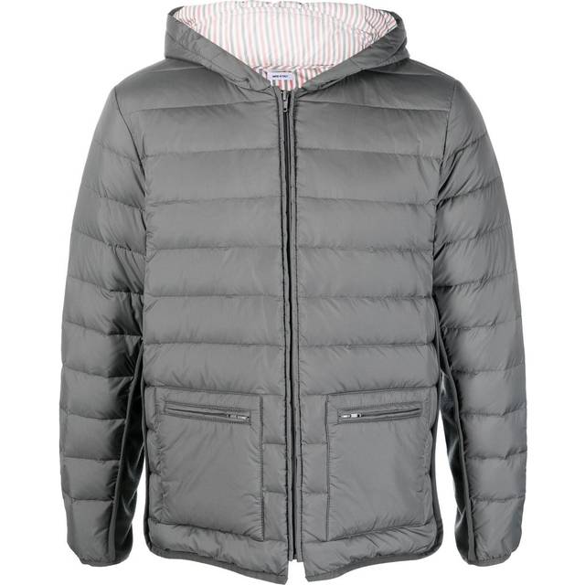 Thom Browne - zip-front padded jacket - men - Feather Down/Acrylic/Polyamide/Polyester/Spandex/Elastane/Wool - 1 - Grey