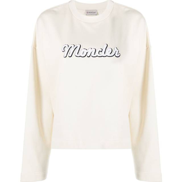 Moncler - logo-embroidered cotton sweatshirt - women - Cotton/Polyamide - XS - Neutrals