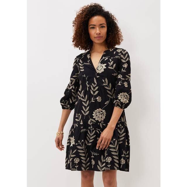 Phase Eight Women's Gina Embroidered Dress - Black/Stone - 8